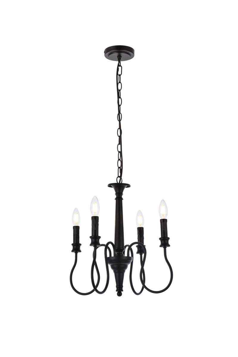 Elegant Lighting - LD7043D17BK - Four Light Pendant - Flynx - Black