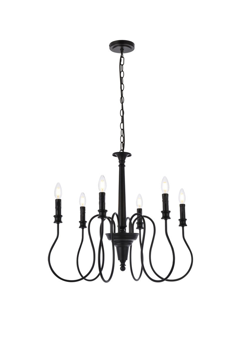 Elegant Lighting - LD7044D26BK - Six Light Pendant - Flynx - Black