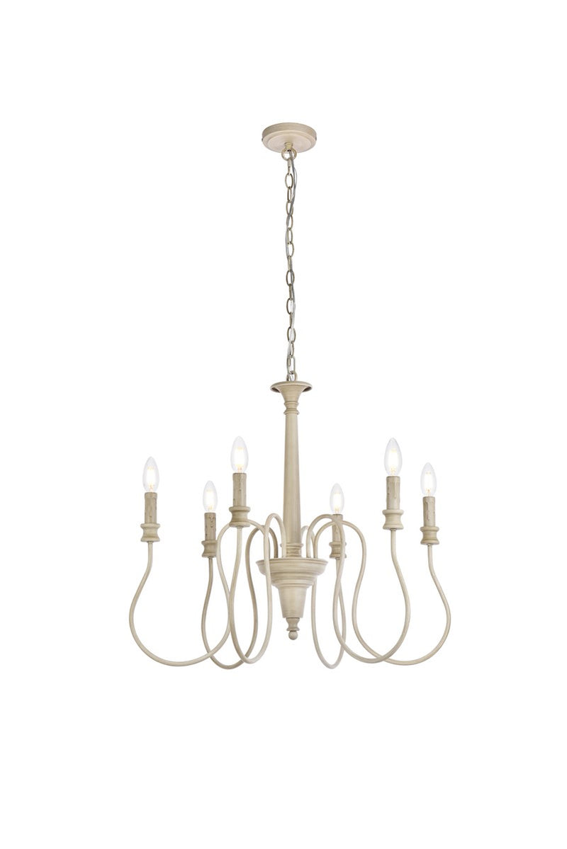 Elegant Lighting - LD7044D26WD - Six Light Pendant - Flynx - Weathered Dove