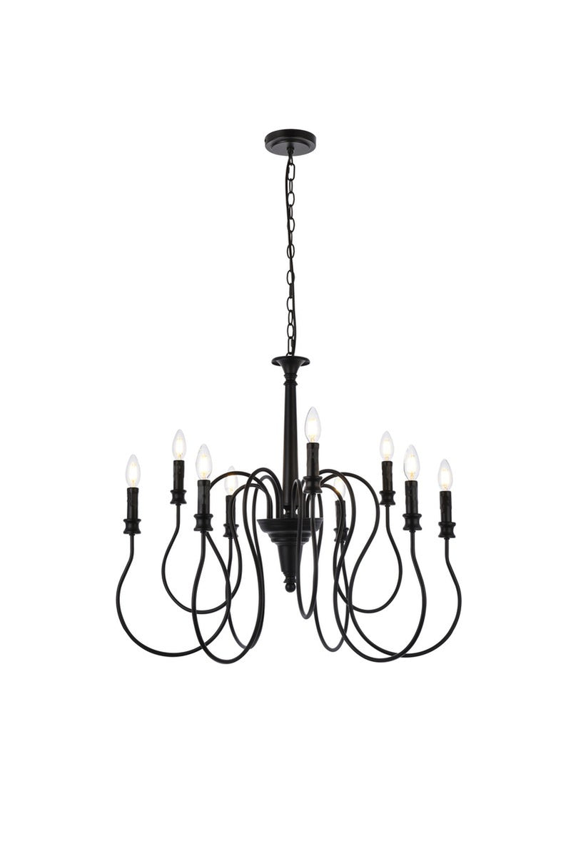 Elegant Lighting - LD7045D30BK - Nine Light Pendant - Flynx - Black