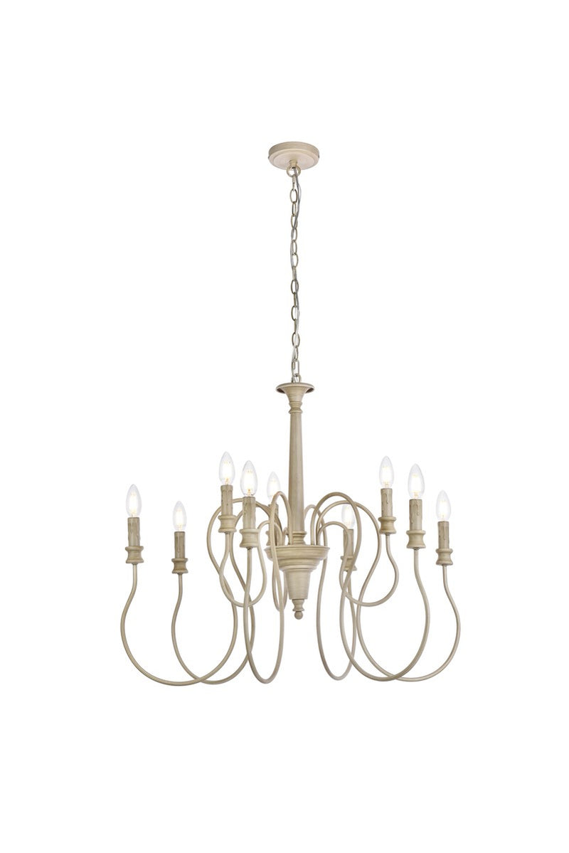 Elegant Lighting - LD7045D30WD - Nine Light Pendant - Flynx - Weathered Dove