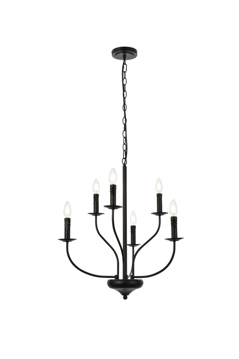 Elegant Lighting - LD7046D24BK - Six Light Pendant - Westley - Black