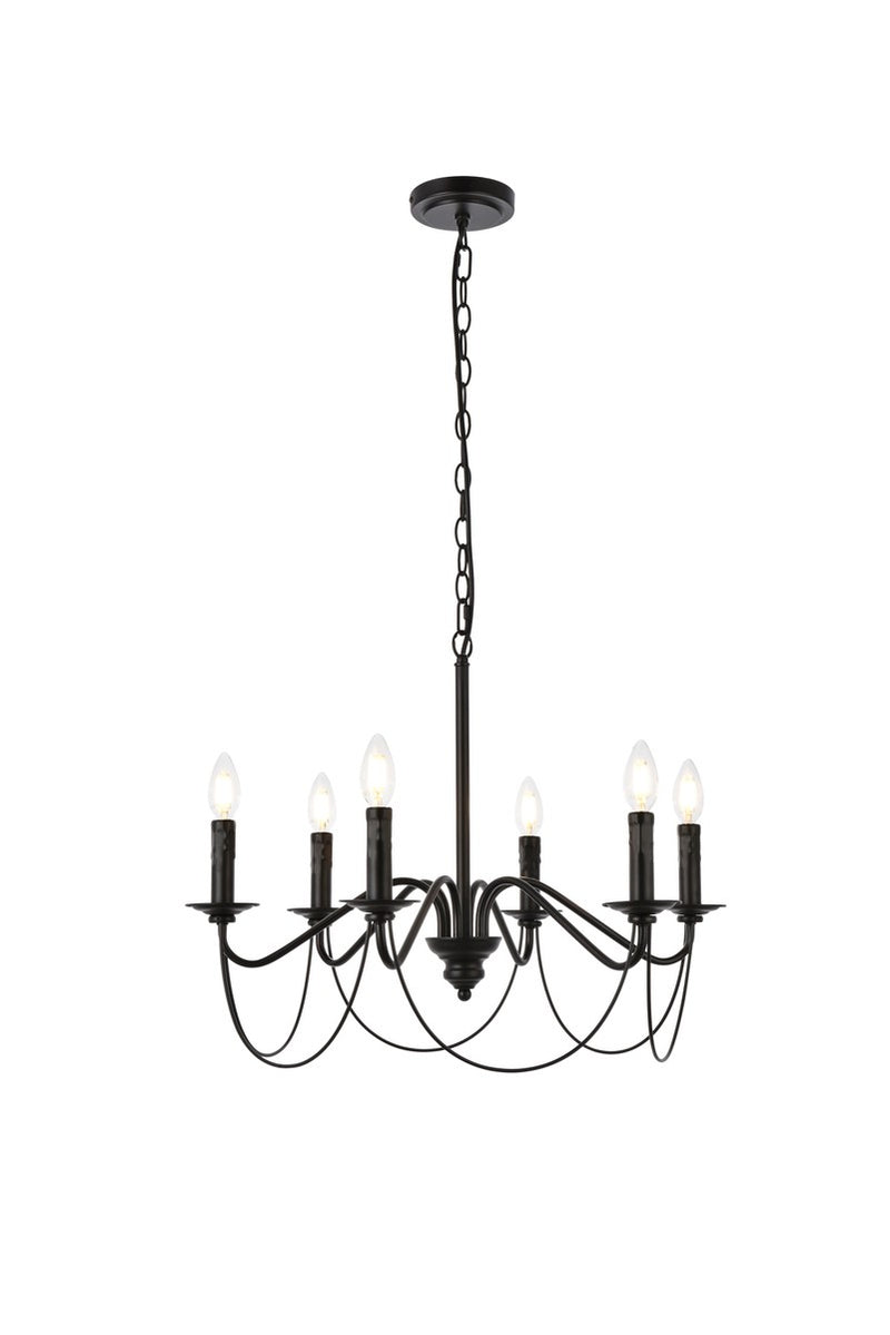 Elegant Lighting - LD7048D24BK - Six Light Pendant - Westley - Black