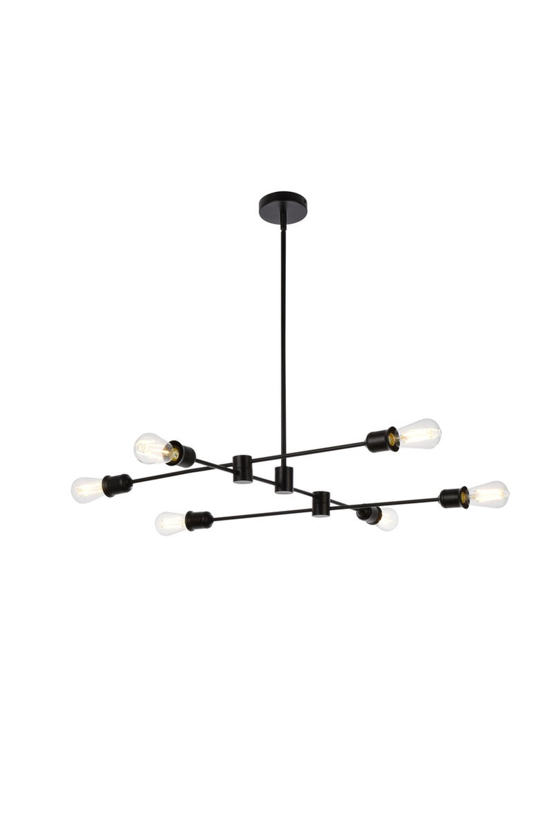 Elegant Lighting - LD7052D35BK - Six Light Pendant - Xavier - Black