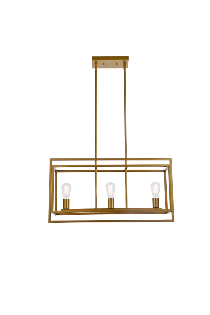 Elegant Lighting - LD7056D32BR - Three Light Pendant - Voir - Brass