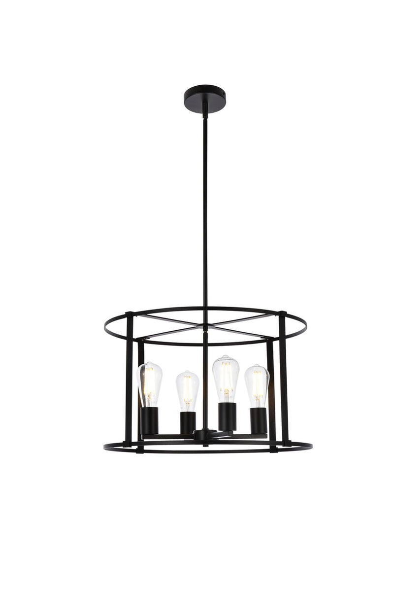 Elegant Lighting - LD7057D20BK - Four Light Pendant - Agnys - Black