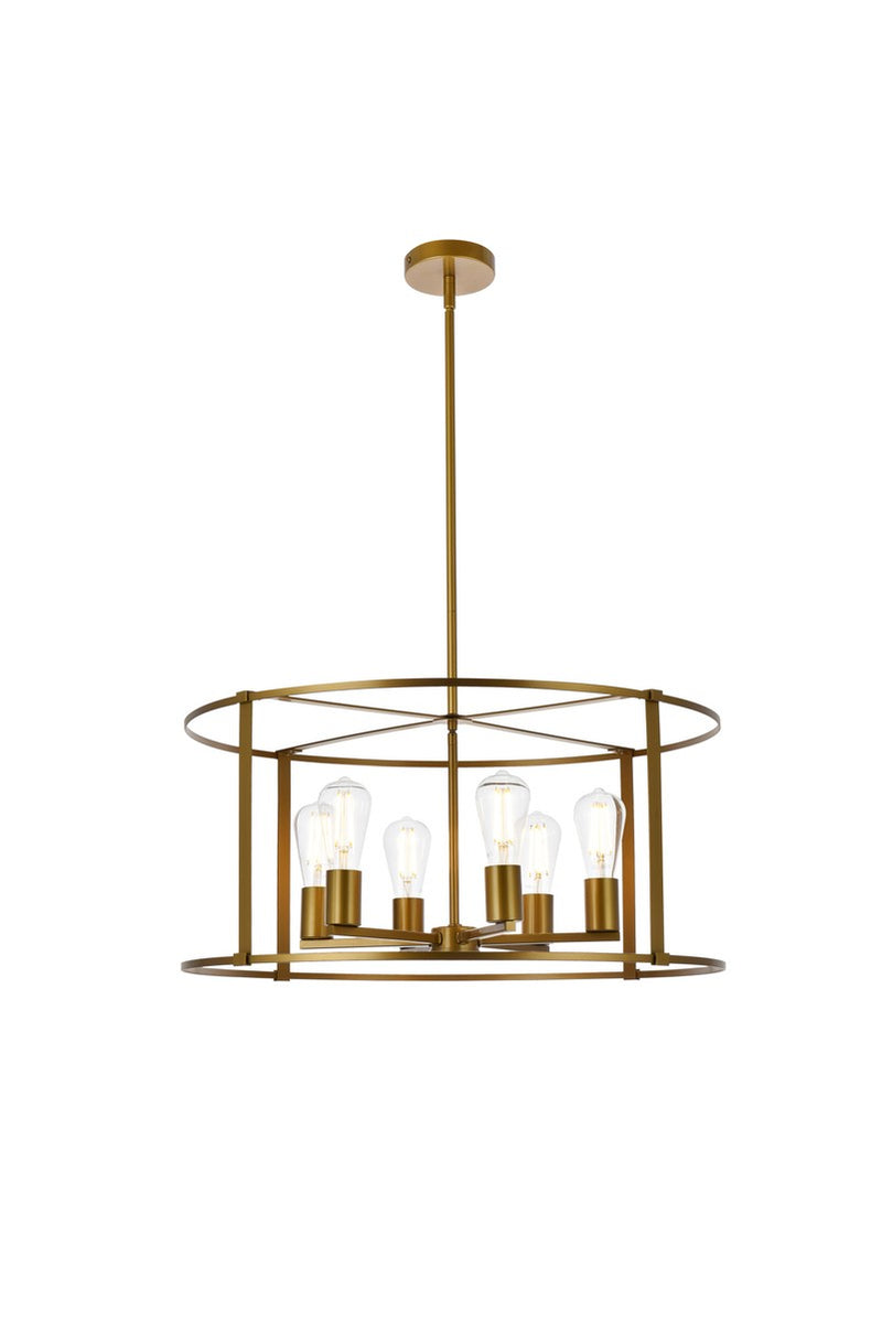 Elegant Lighting - LD7058D26BR - Six Light Pendant - Agnys - Brass