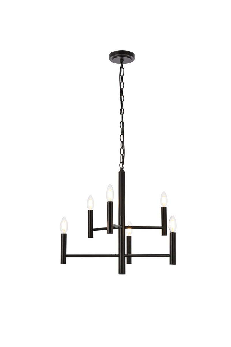 Elegant Lighting - LD7060D22BK - Six Light Pendant - Carmella - Black