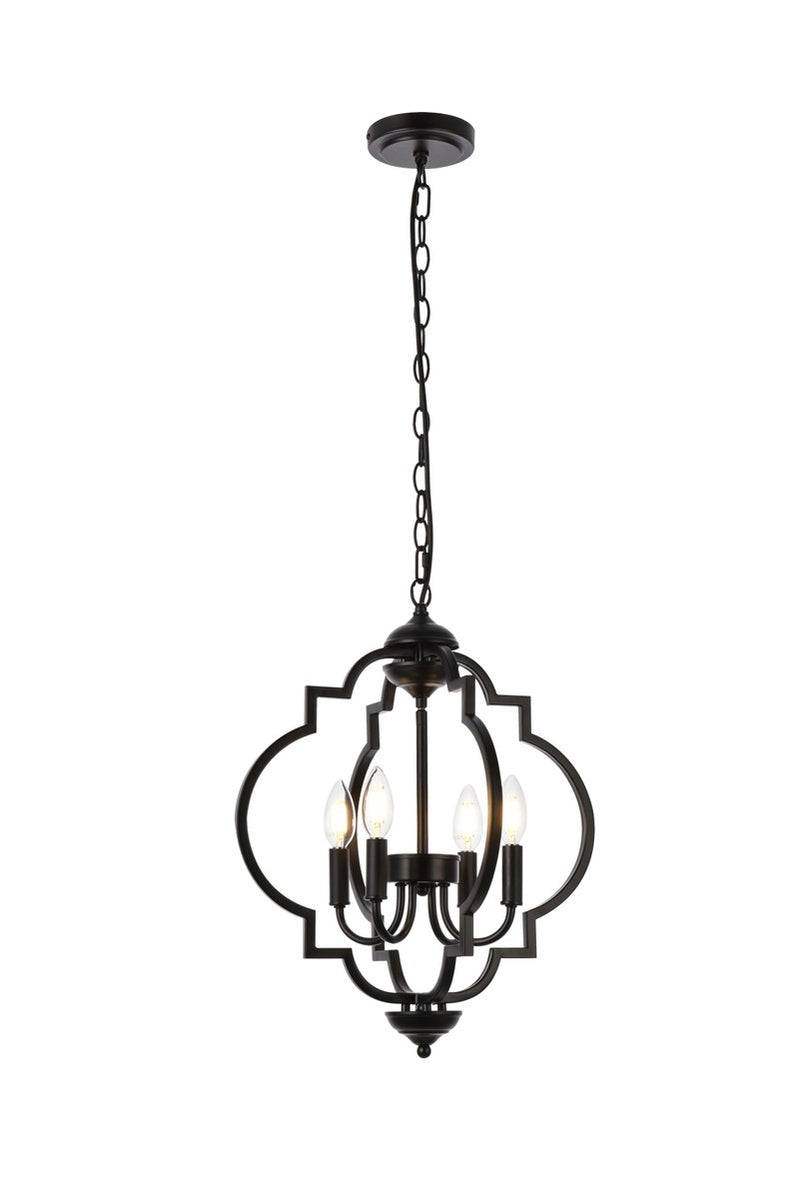 Elegant Lighting - LD7064D16BK - Four Light Pendant - Sandara - Black