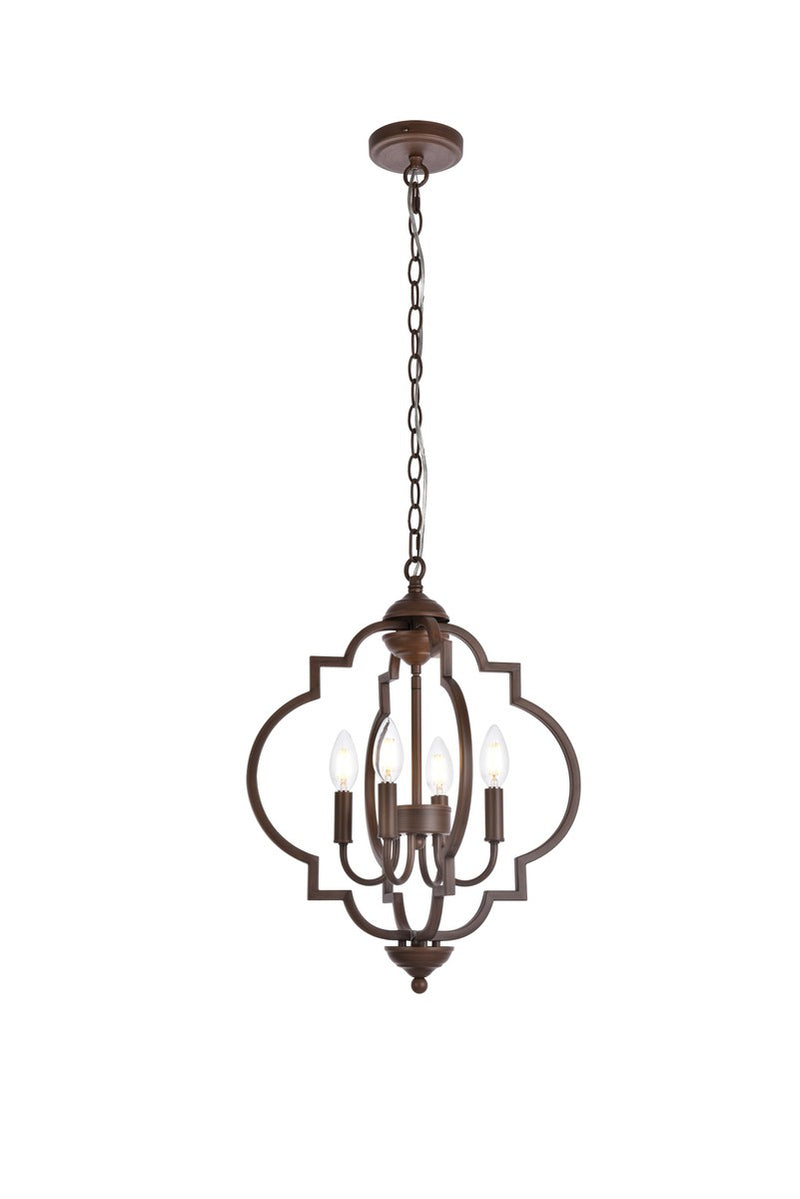 Elegant Lighting - LD7064D16WOK - Four Light Pendant - Sandara - Weathered Oak