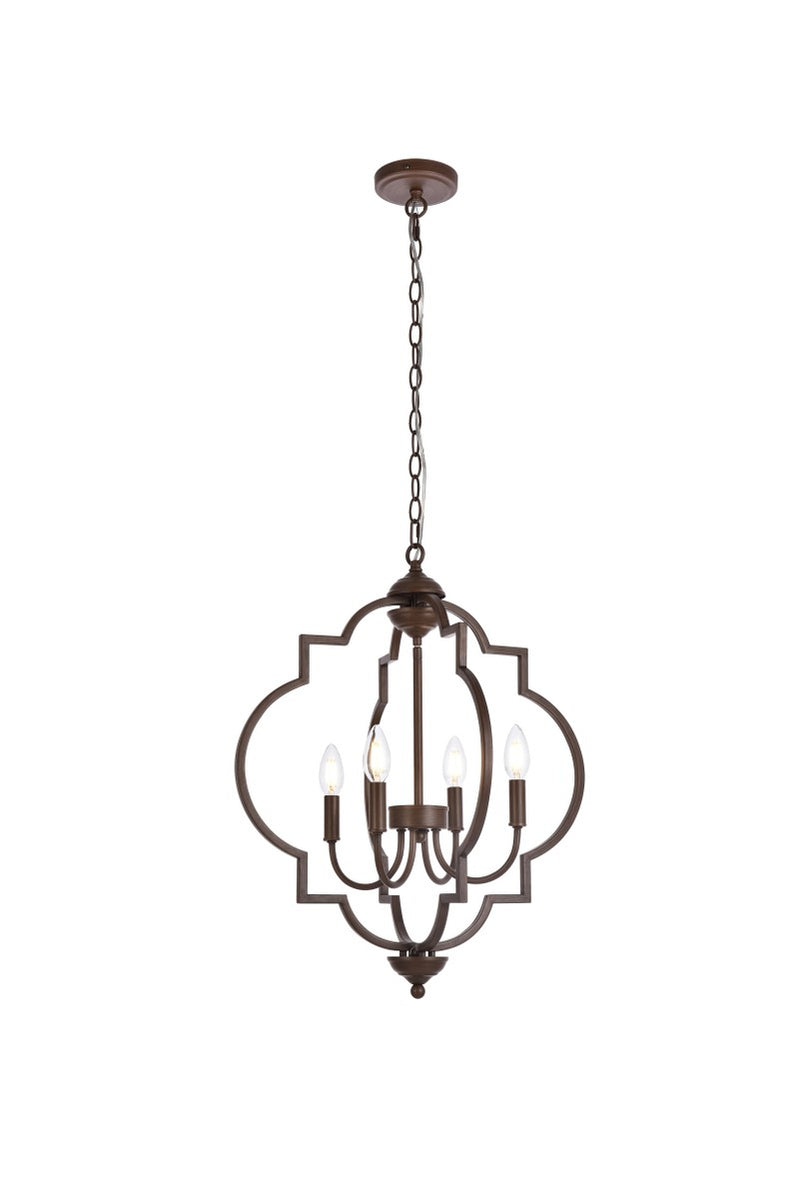 Elegant Lighting - LD7065D20WOK - Four Light Pendant - Sandara - Weathered Oak