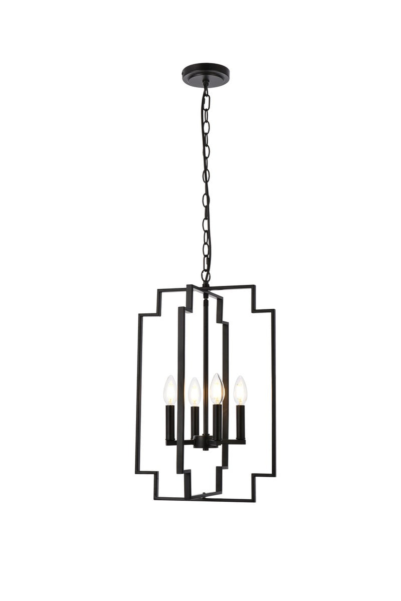 Elegant Lighting - LD7066D14BK - Four Light Pendant - Rosenfeld - Black