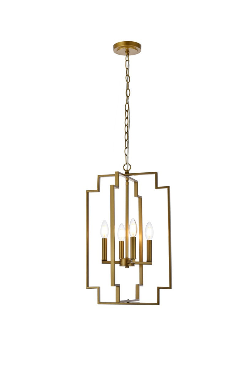 Elegant Lighting - LD7066D14BR - Four Light Pendant - Rosenfeld - Brass