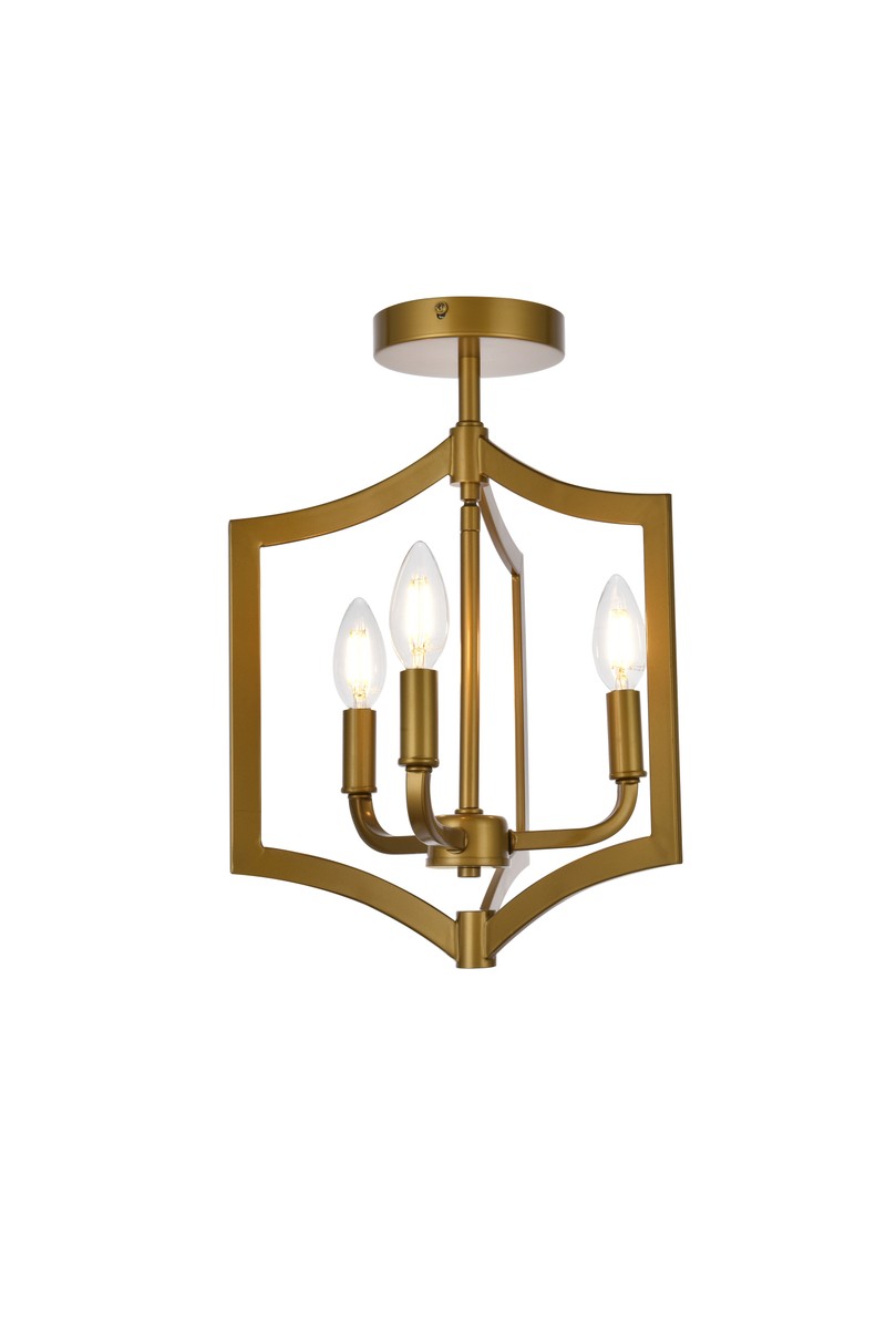 Elegant Lighting - LD7067F12BR - Three Light Flush Mount - Kiera - Brass