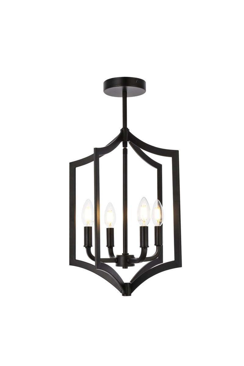 Elegant Lighting - LD7068F14BK - Four Light Pendant - Kiera - Black