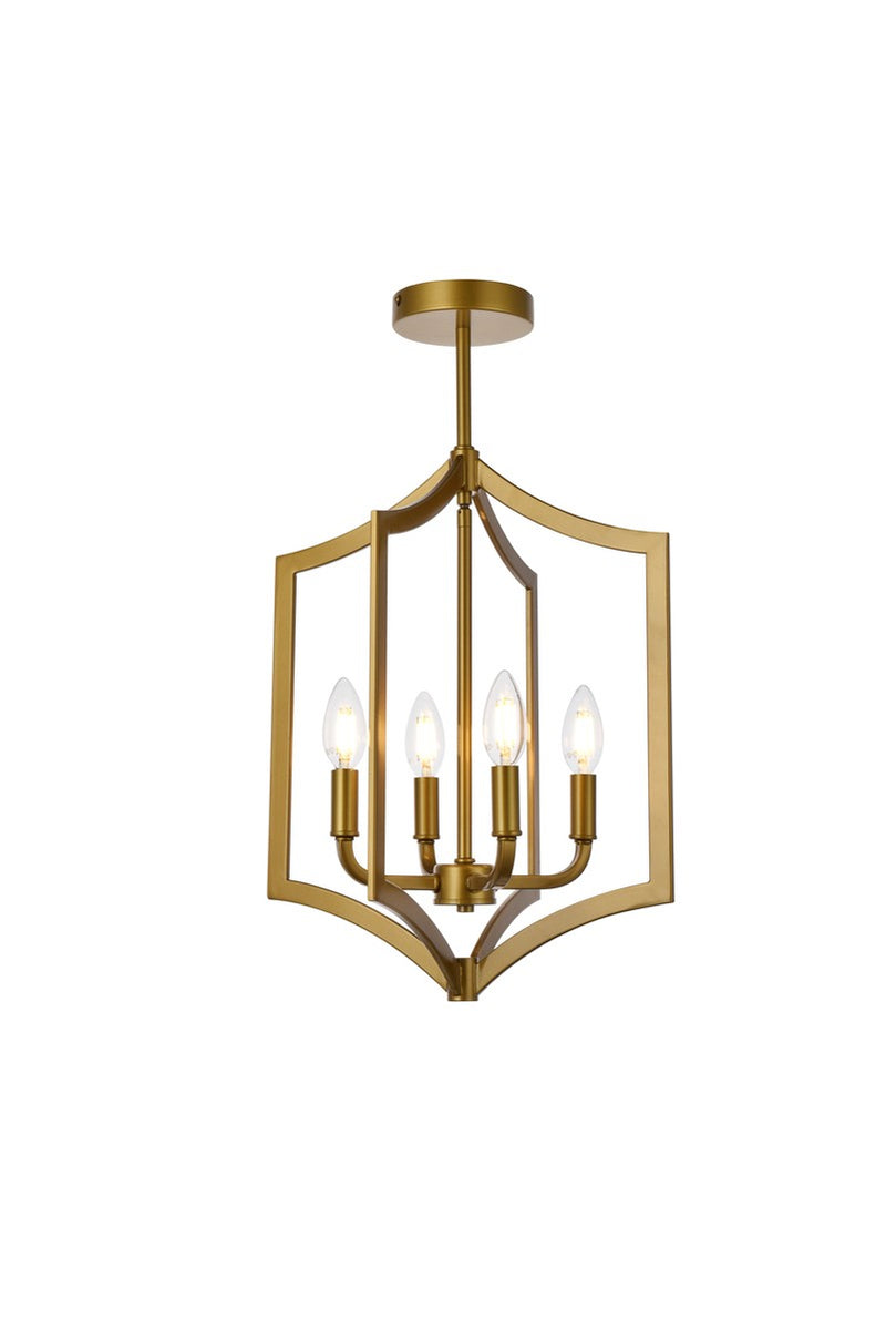 Elegant Lighting - LD7068F14BR - Four Light Pendant - Kiera - Brass