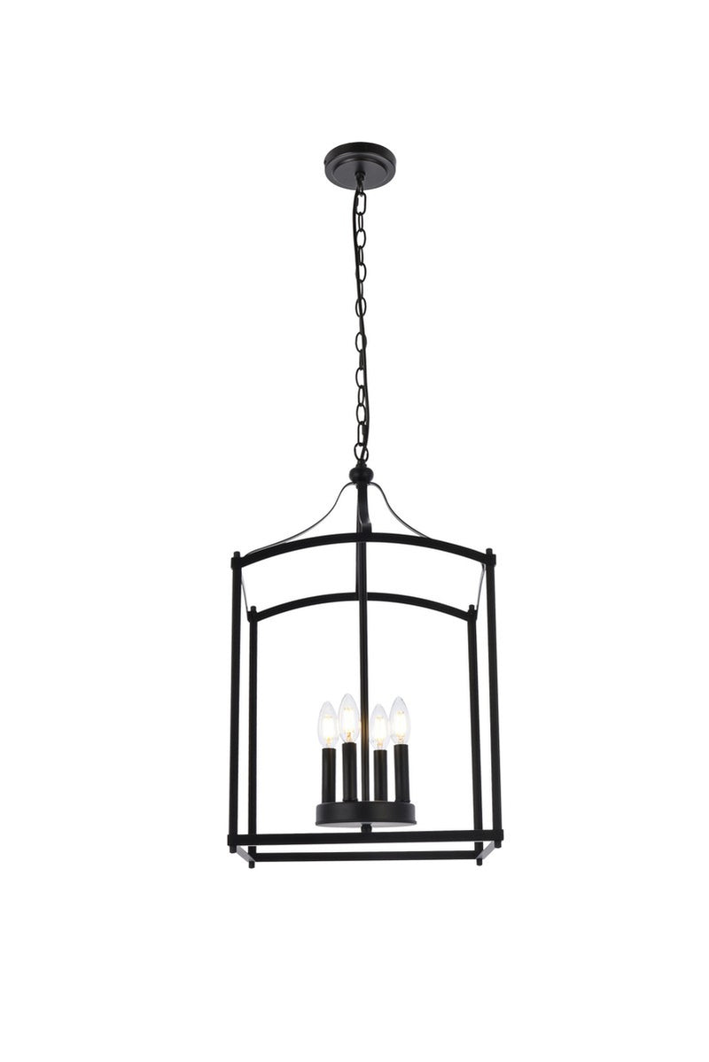 Elegant Lighting - LD7070D15BK - Four Light Pendant - Janet - Black