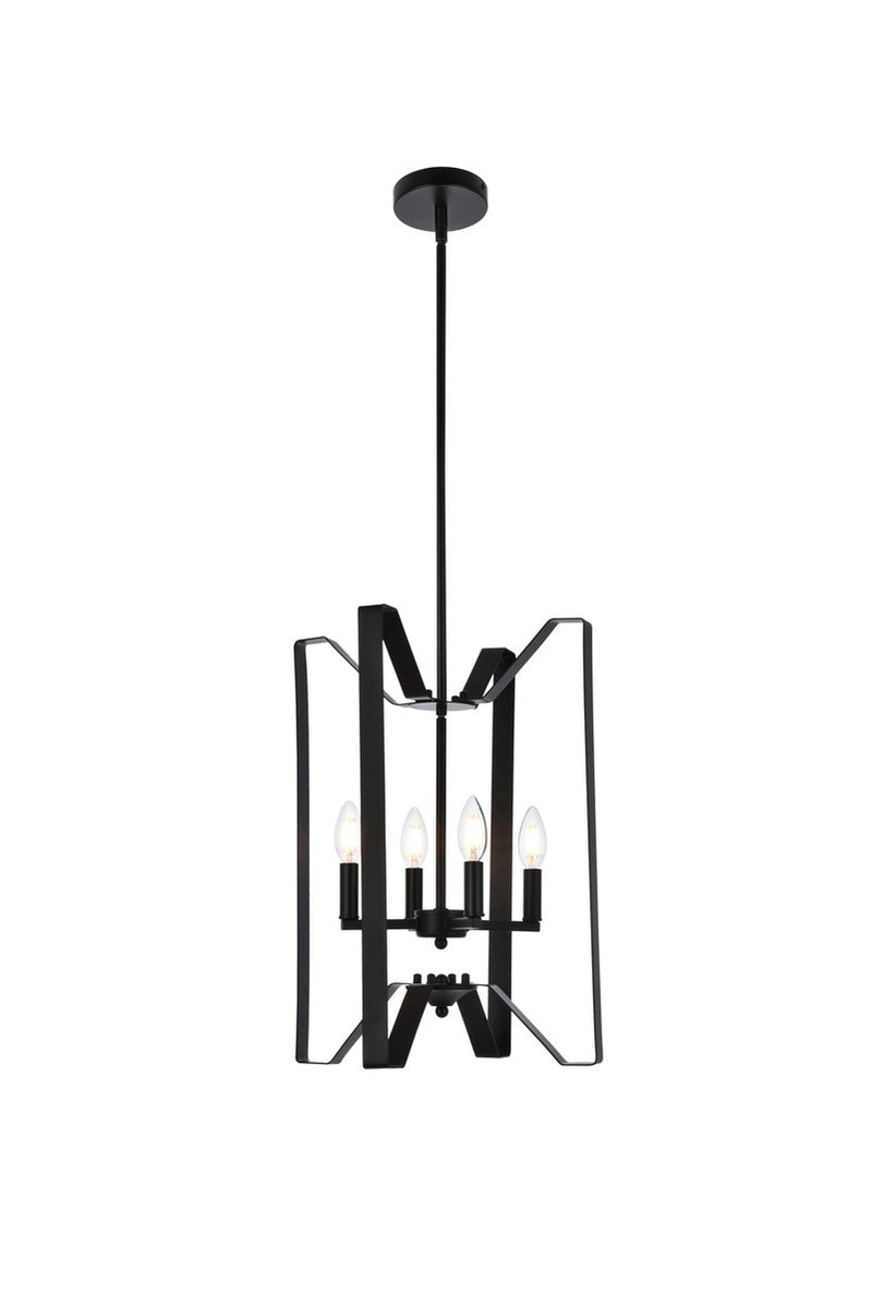 Elegant Lighting - LD7072D14BK - Four Light Pendant - Hoffman - Black