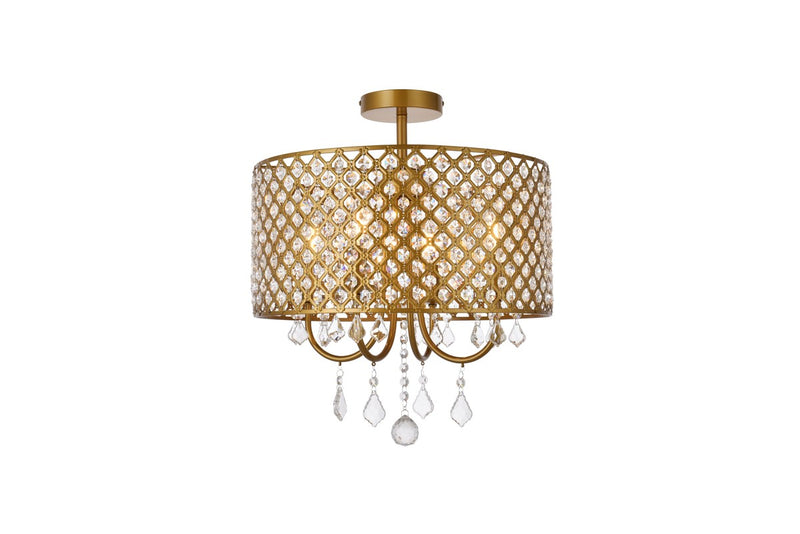 Elegant Lighting - LD710F17BR - Four Light Flush Mount - Elise - brass