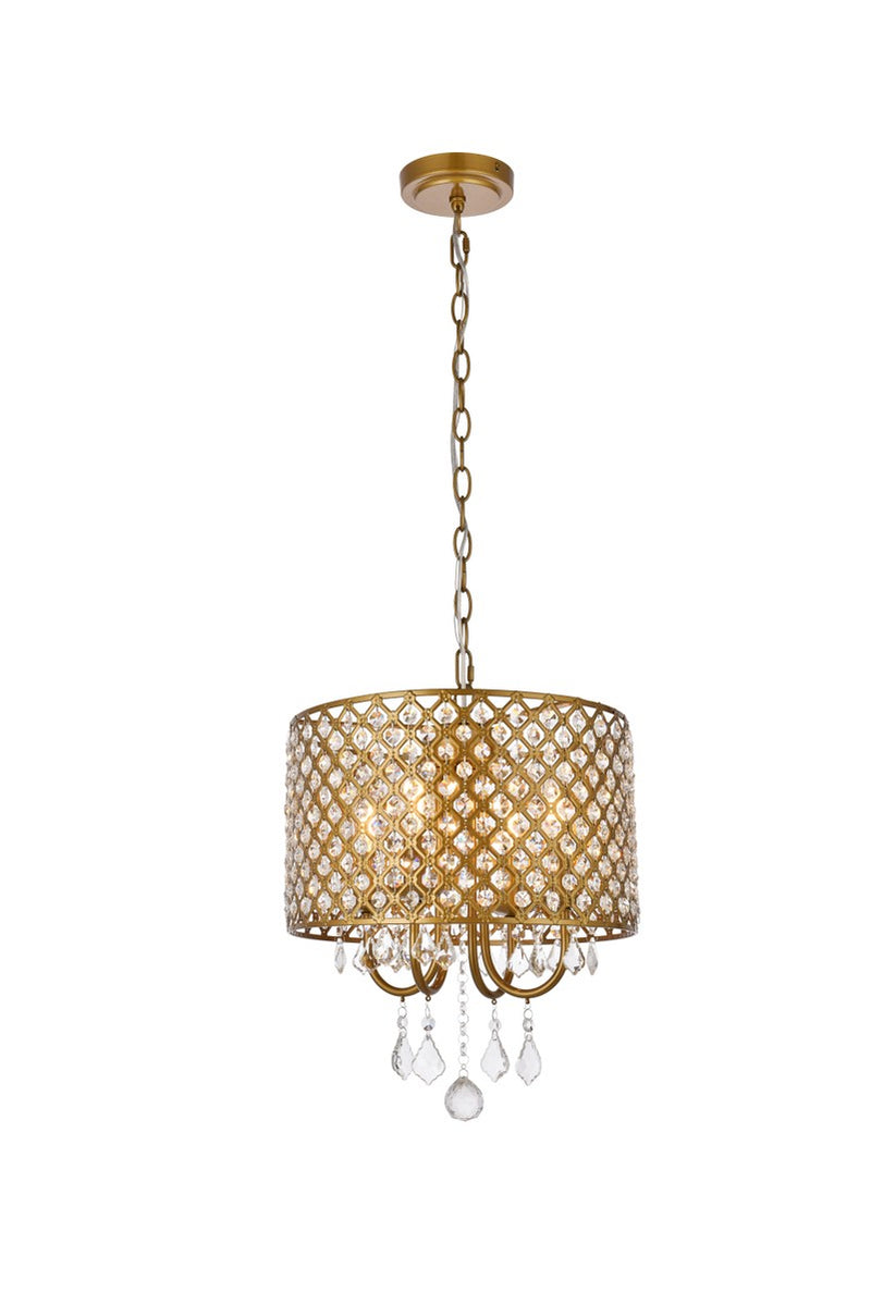 Elegant Lighting - LD711D14BR - Four Light Pendant - Elise - brass