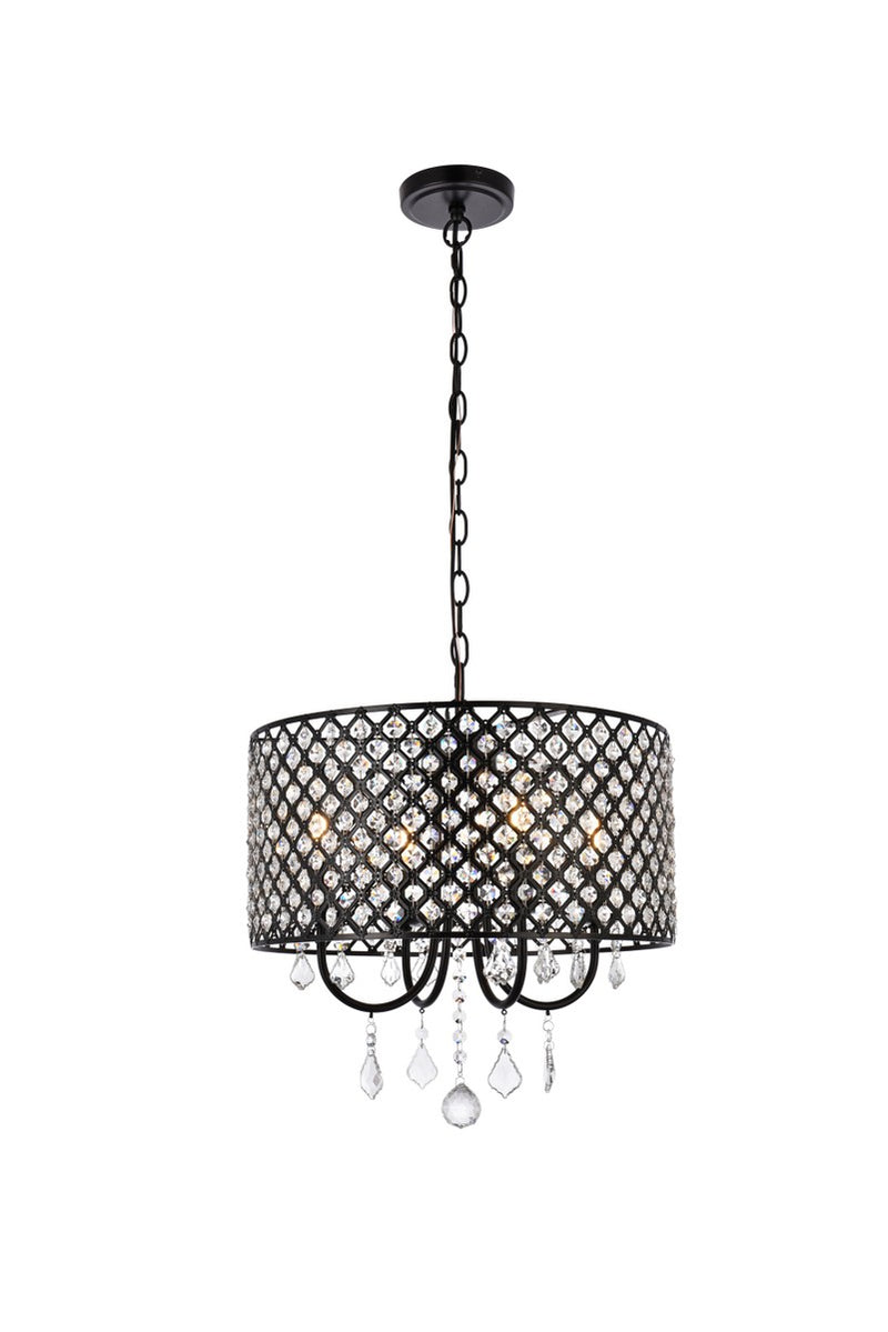 Elegant Lighting - LD711D17BK - Four Light Pendant - Elise - black