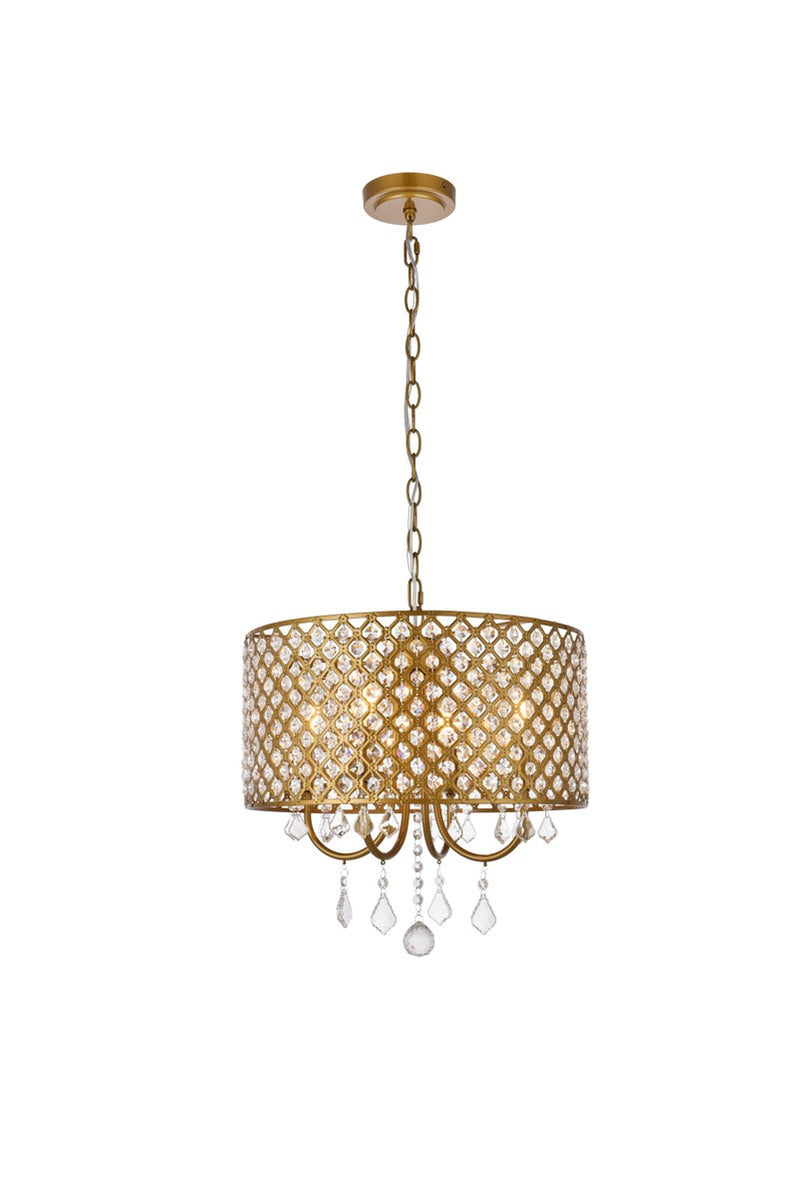 Elegant Lighting - LD711D17BR - Four Light Pendant - Elise - brass