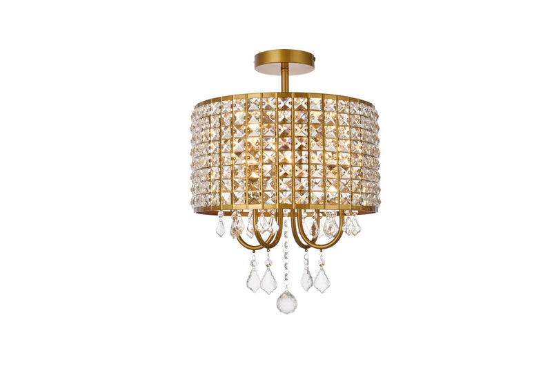 Elegant Lighting - LD712F14BR - Four Light Flush Mount - Elise - brass