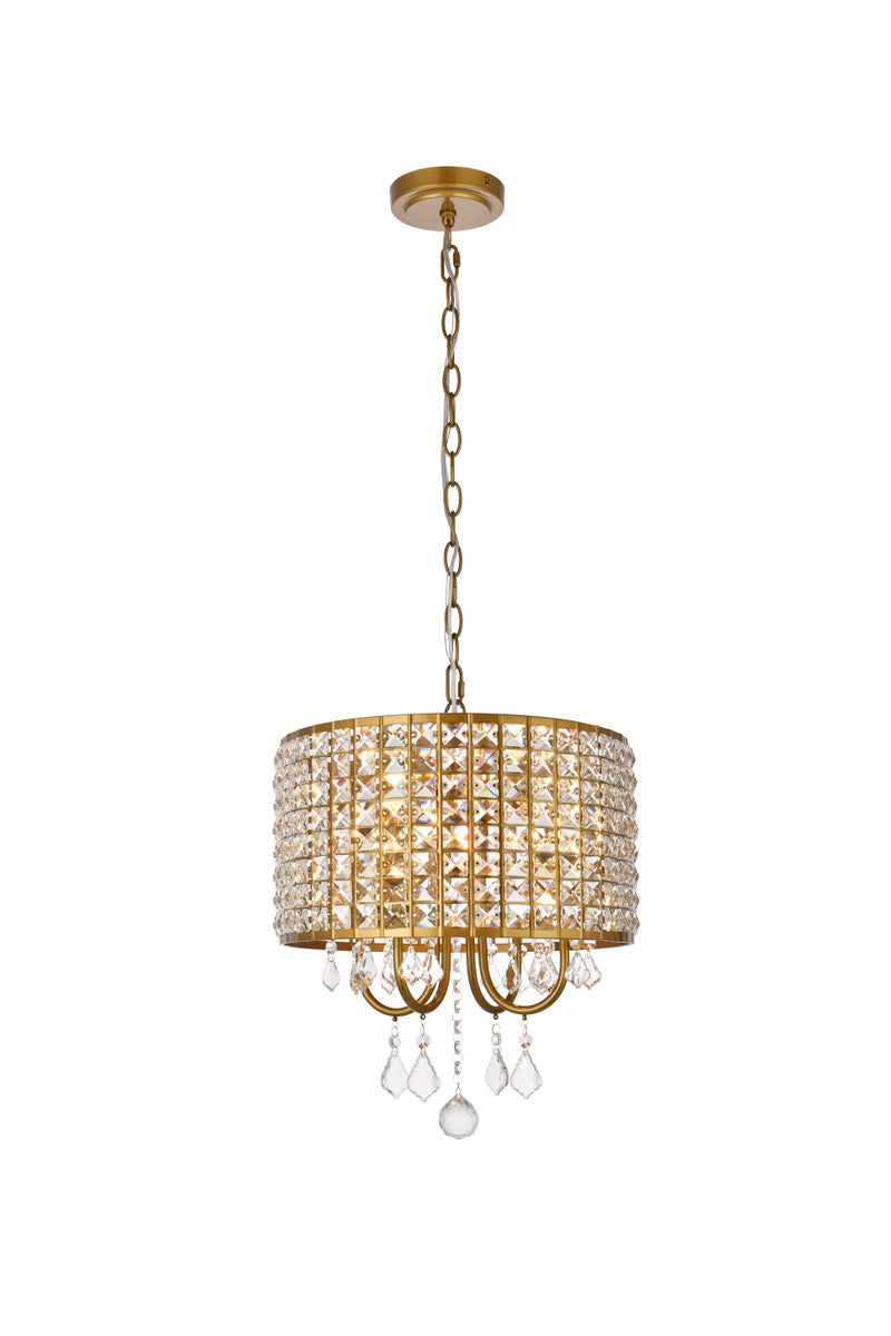 Elegant Lighting - LD713D14BR - Four Light Pendant - Elise - brass