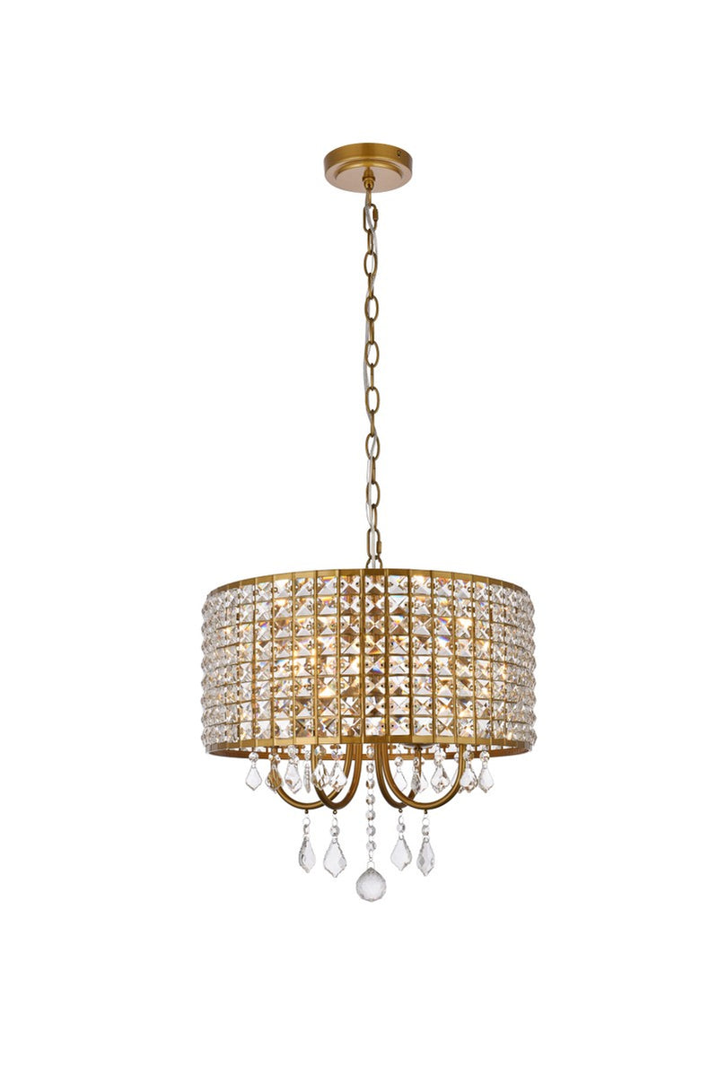 Elegant Lighting - LD713D17BR - Four Light Pendant - Elise - brass