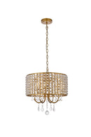 Elegant Lighting - LD713D17BR - Four Light Pendant - Elise - brass