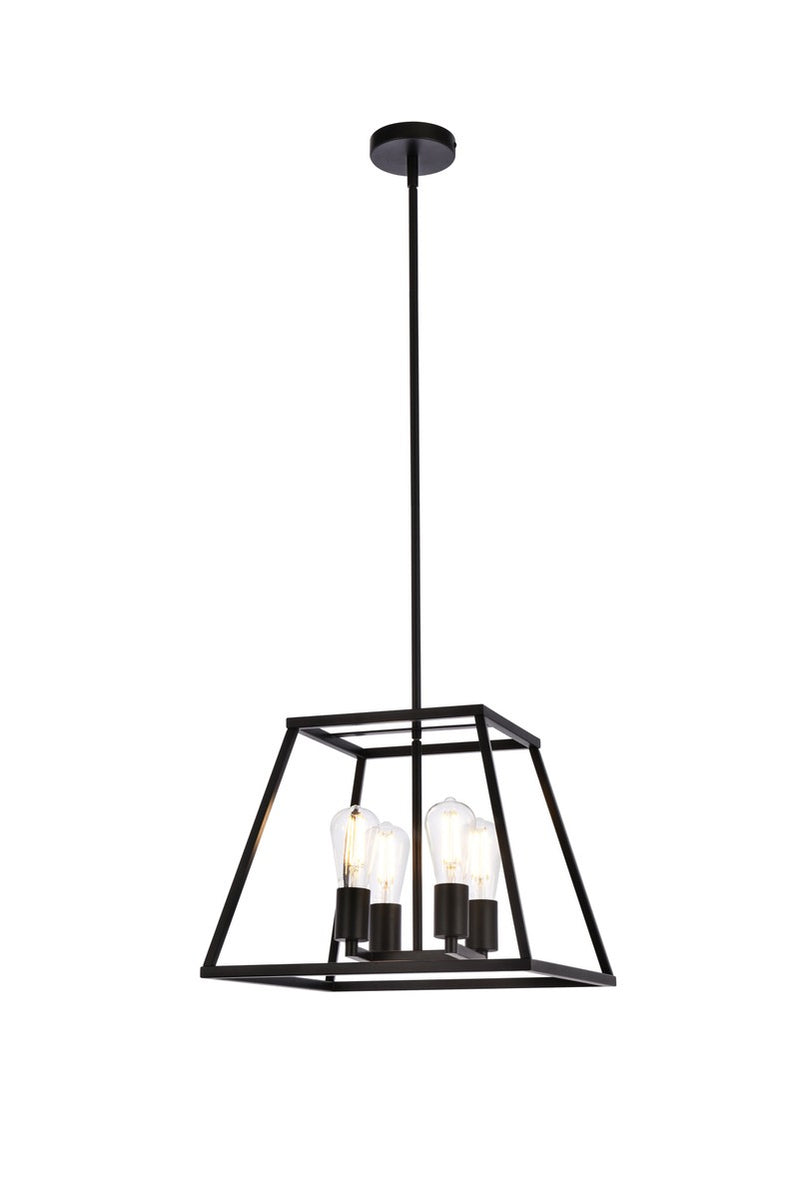 Elegant Lighting - LD720D16BK - Four Light Pendant - Declan - Black