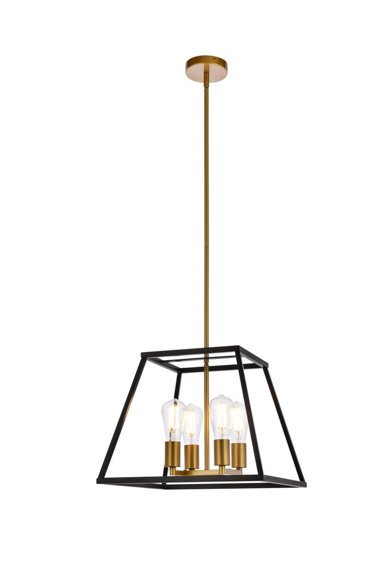 Elegant Lighting - LD720D16BRK - Four Light Pendant - Declan - Black And Brass