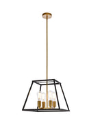 Elegant Lighting - LD720D16BRK - Four Light Pendant - Declan - Black And Brass