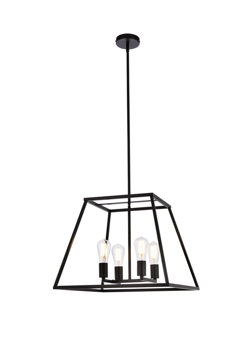 Elegant Lighting - LD720D20BK - Four Light Pendant - Declan - Black