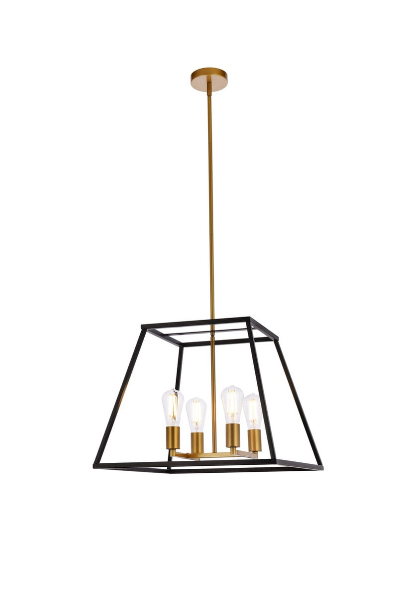 Elegant Lighting - LD720D20BRK - Four Light Pendant - Declan - Black And Brass