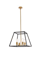 Elegant Lighting - LD720D20BRK - Four Light Pendant - Declan - Black And Brass