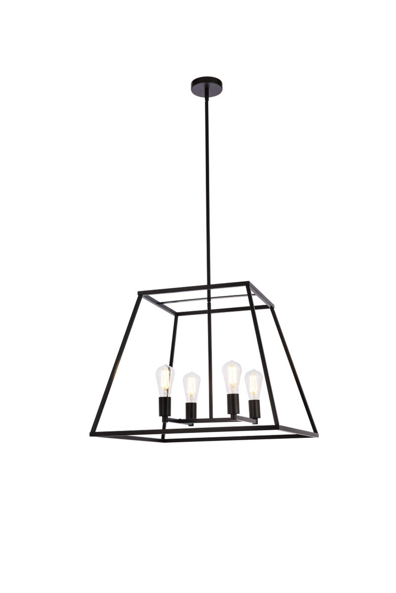 Elegant Lighting - LD720D24BK - Four Light Pendant - Declan - Black