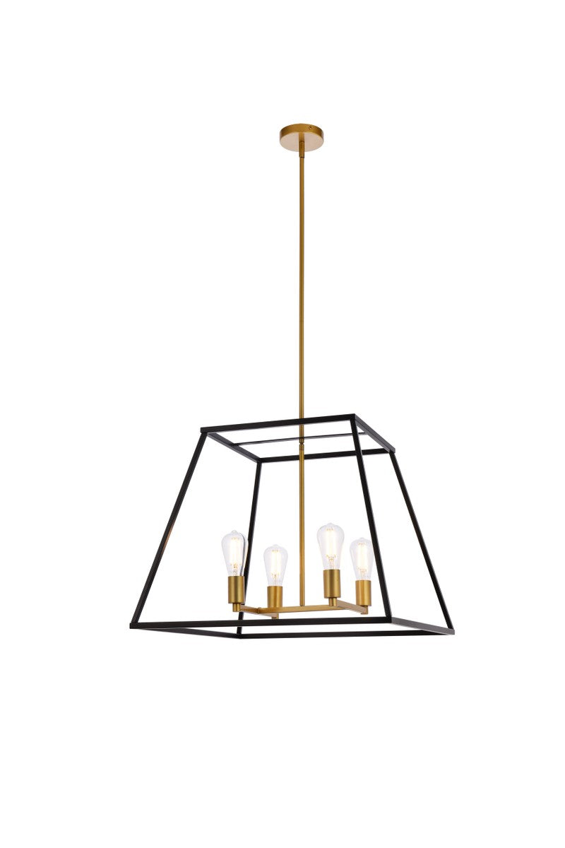 Elegant Lighting - LD720D24BRK - Four Light Pendant - Declan - Black And Brass