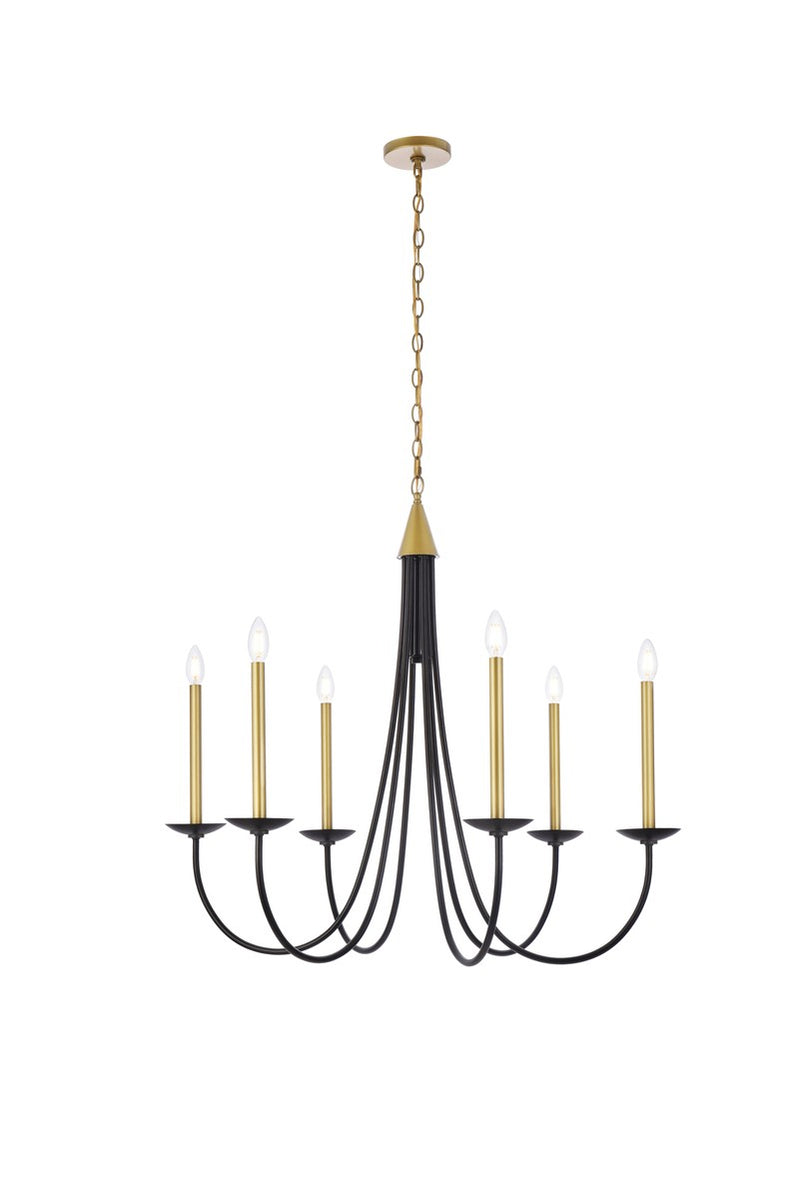 Elegant Lighting - LD810D36BRK - Six Light Pendant - Cohen - Black And Brass