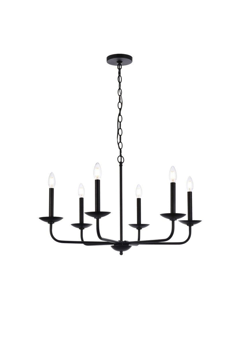 Elegant Lighting - LD812D30BK - Six Light Pendant - Cohen - Black