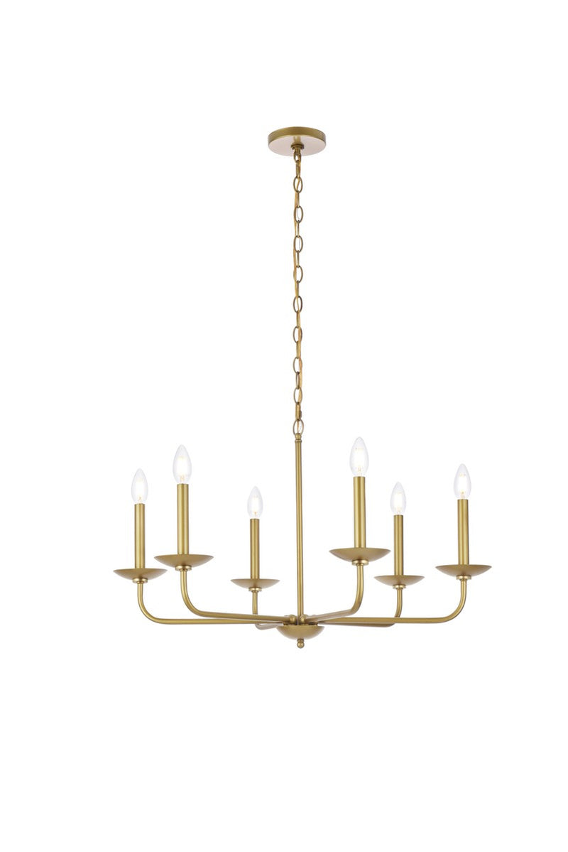 Elegant Lighting - LD812D30BR - Six Light Pendant - Cohen - Brass