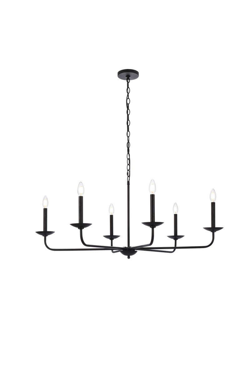 Elegant Lighting - LD812D42BK - Six Light Pendant - Cohen - Black