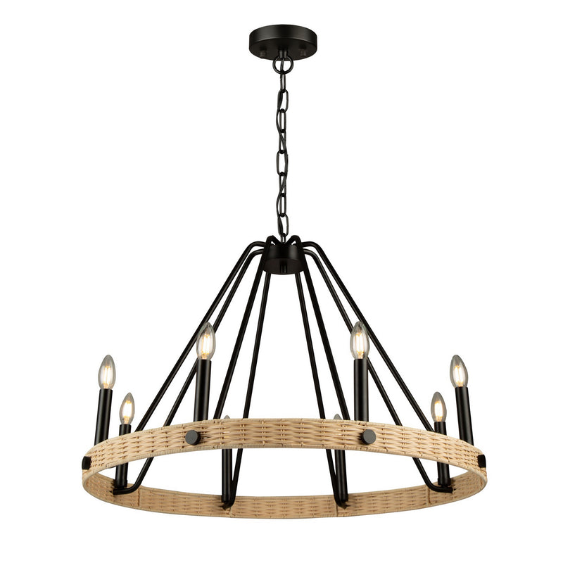 Eight Light Chandelier<br /><span style="color:#4AB0CE;">Entrega: 4-10 dias en USA</span><br /><span style="color:#4AB0CE;font-size:60%;">PREGUNTE POR ENTREGA EN PANAMA</span><br />Collection: Perris<br />Finish: Black