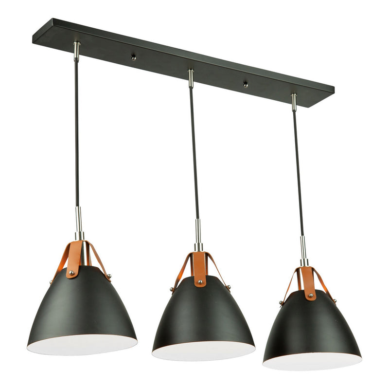 Three Light Island Pendant<br /><span style="color:#4AB0CE;">Entrega: 4-10 dias en USA</span><br /><span style="color:#4AB0CE;font-size:60%;">PREGUNTE POR ENTREGA EN PANAMA</span><br />Collection: Tote<br />Finish: Black