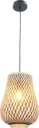 LÁMPARA DE TECHO COLGANTE DECORATIVA 1XE27-40W,110-240V, 50-60HZ, GRADO DE PROTECCION IP20,  ACABADO NEGRO + MATERIAL METAL + CUERDA TEJIDA.