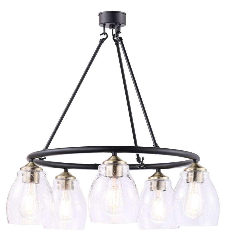 Minka-Lavery - 2435-878 - Five Light Chandelier - Winsley - Coal w/Stained Brass