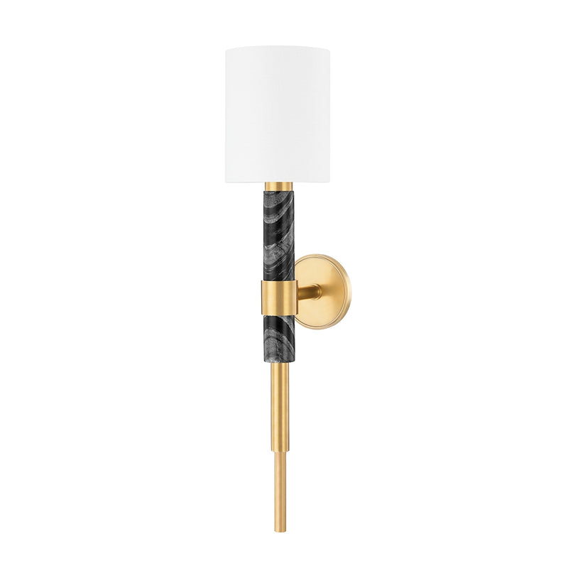 Corbett Lighting - 396-01-VB/BM - One Light Wall Sconce - Solstice - Vintage Brass & Black Marble