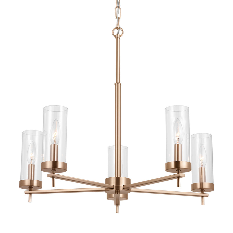 Five Light Chandelier<br /><span style="color:#4AB0CE;">Entrega: 4-5 semanas en USA</span><br /><span style="color:#4AB0CE;font-size:60%;">PREGUNTE POR ENTREGA EN PANAMA</span><br />Collection: Zire<br />Finish: Satin Brass