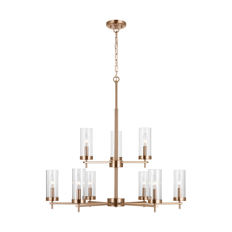 Nine Light Chandelier<br /><span style="color:#4AB0CE;">Entrega: 4-10 dias en USA</span><br /><span style="color:#4AB0CE;font-size:60%;">PREGUNTE POR ENTREGA EN PANAMA</span><br />Collection: Zire<br />Finish: Satin Brass