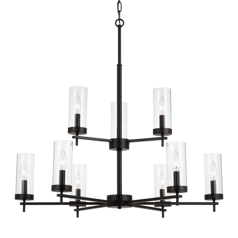 Nine Light Chandelier<br /><span style="color:#4AB0CE;">Entrega: 4-10 dias en USA</span><br /><span style="color:#4AB0CE;font-size:60%;">PREGUNTE POR ENTREGA EN PANAMA</span><br />Collection: Zire<br />Finish: Midnight Black